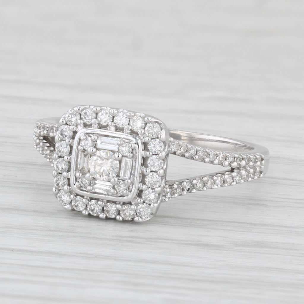 Light Gray 0.53ctw Diamond Halo Engagement Ring 10k White Gold Size 7