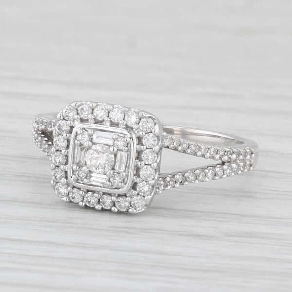 0.53ctw Diamond Halo Engagement Ring 10k White Gold Size 7