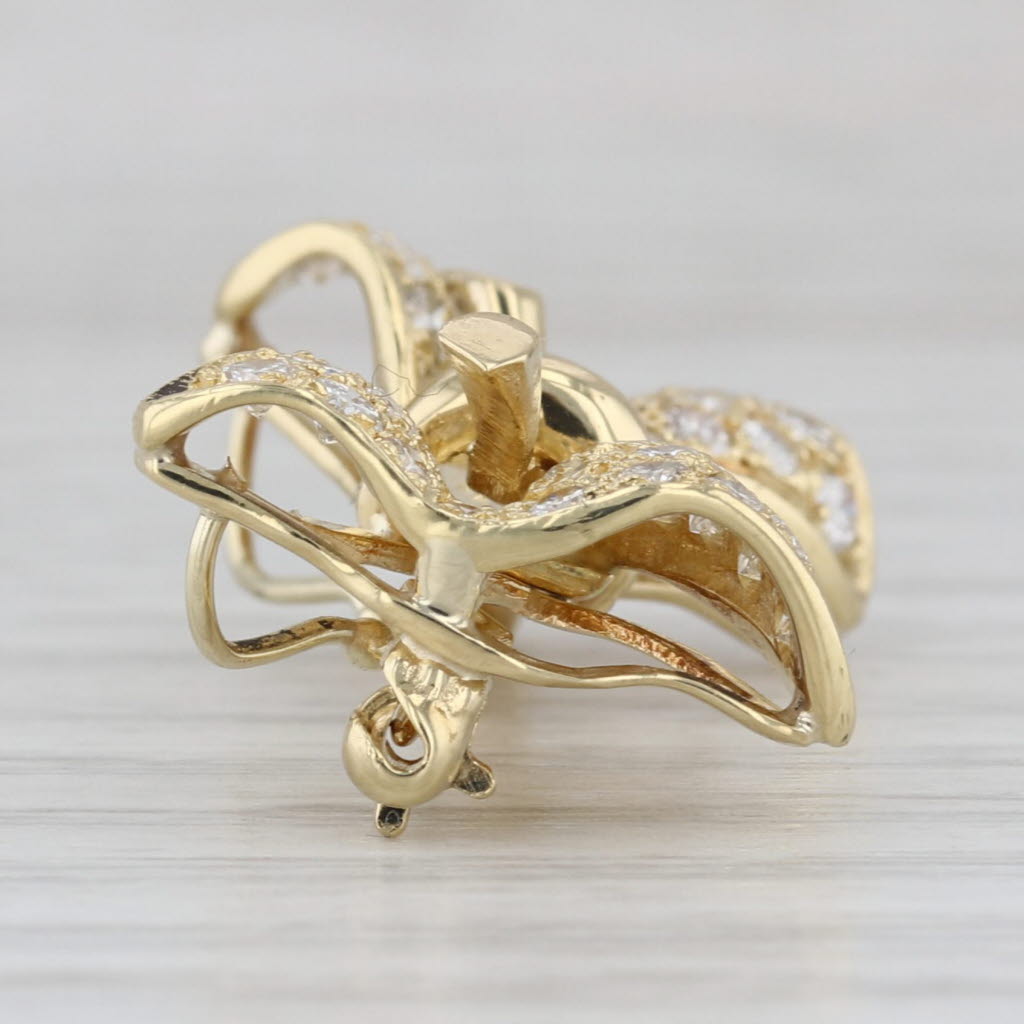 1.19ctw Diamond Bow Tie Pendant Brooch 18k Yellow Gold Pin
