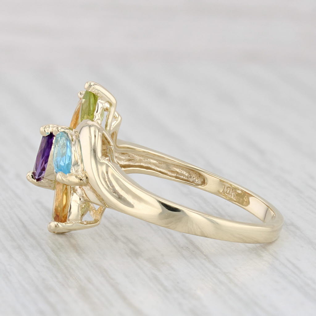 Light Gray 1.85ctw Amethyst Garnet Citrine Topaz Peridot Cluster Ring 10k Gold Size 8.25