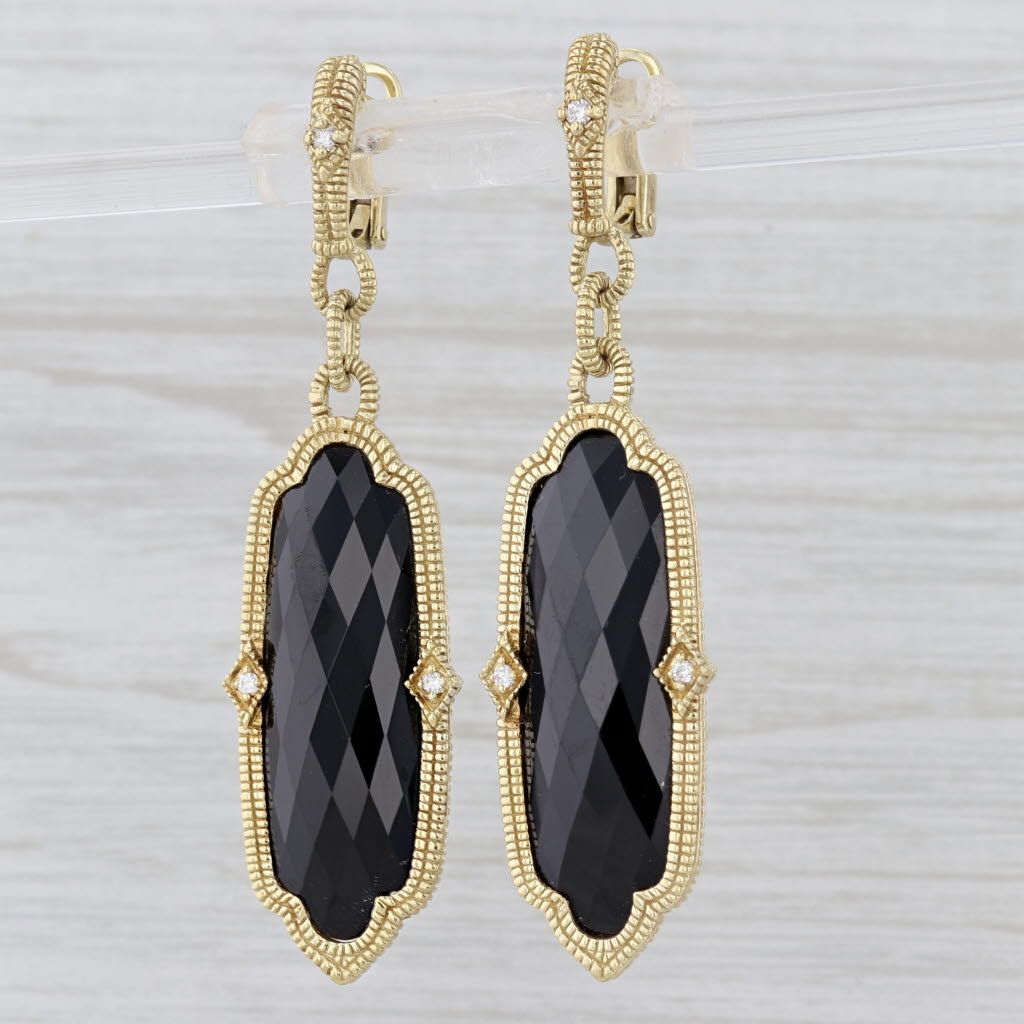 Judith Ripka Glass Dangle Earrings 18k Yellow Gold Statement Lever Backs