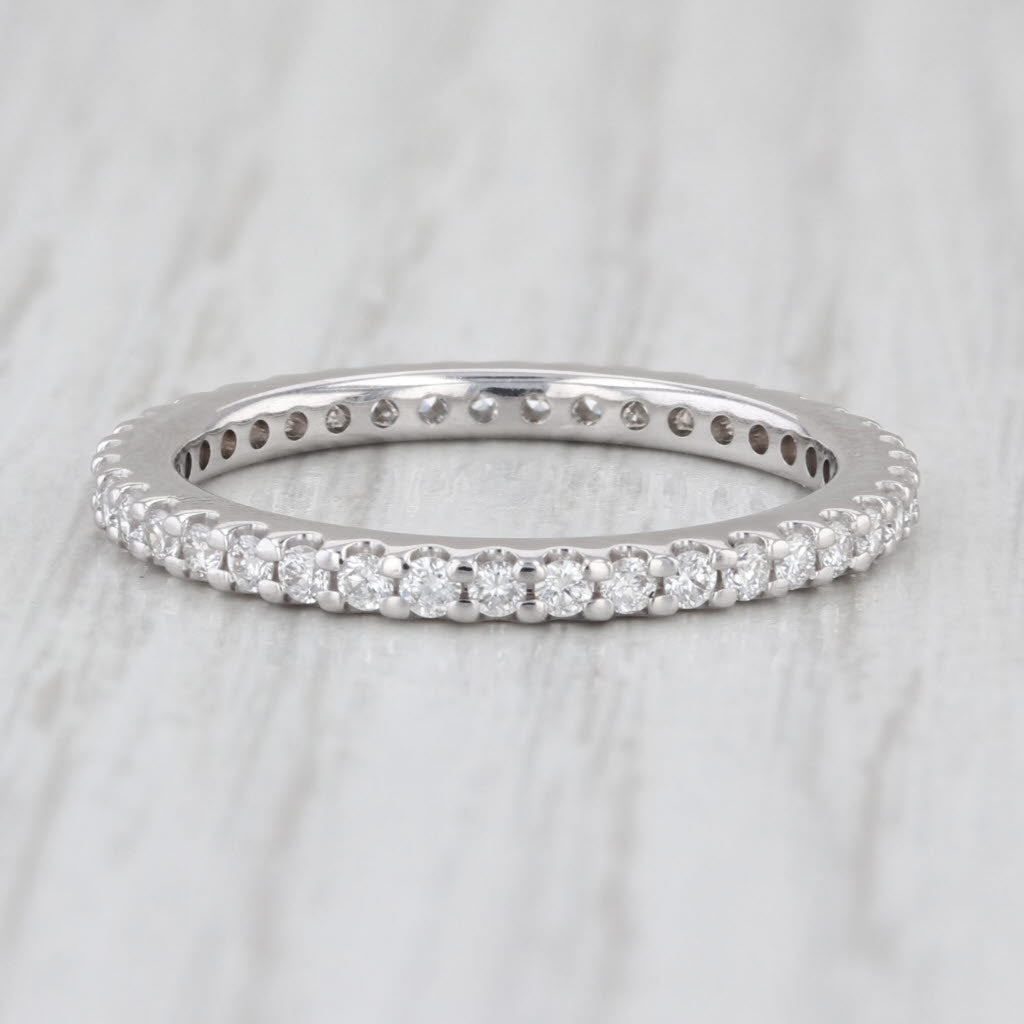 0.60ctw Diamond Eternity Wedding Band Stackable Anniversary Ring 14k White Gold