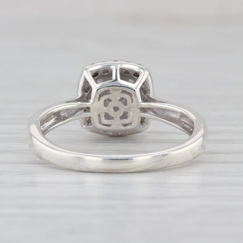 0.18ctw Diamond Halo Engagement Ring Sterling Silver Size 7