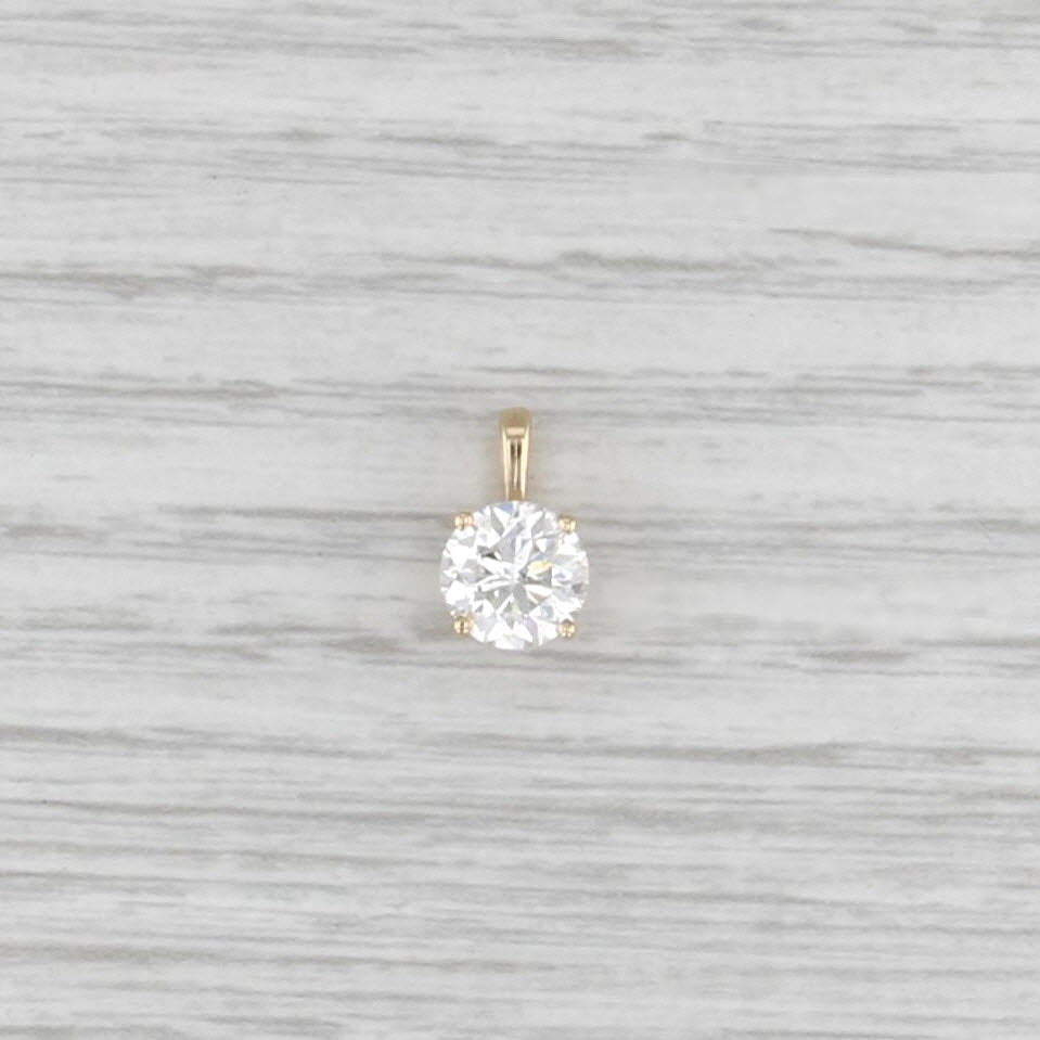 GIA 1.50ct Round Diamond Solitaire Pendant 14k Yellow Gold Small Drop