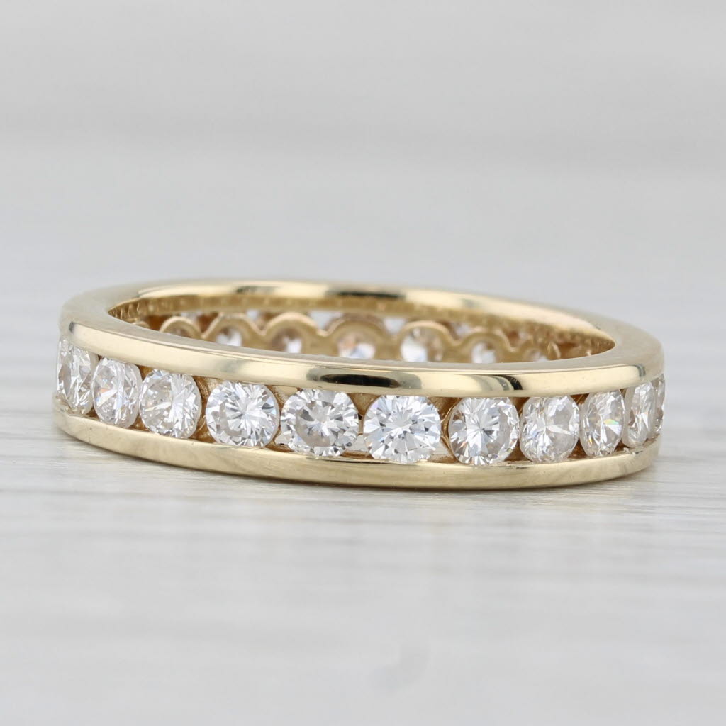 Light Gray 1.48ctw Diamond Eternity Wedding Band 14k Yellow Gold Stackable Ring Anniversary