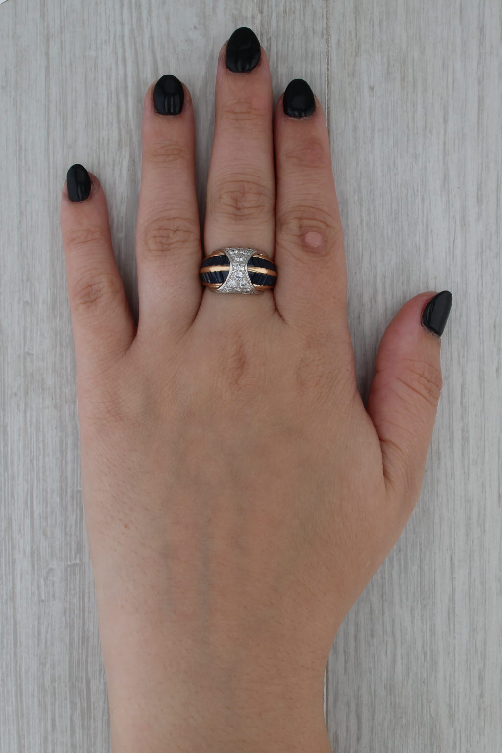 Unique 2.58ctw Diamond Blue Sapphire Ring 18k Gold Platinum Size 7.5 Hammerman