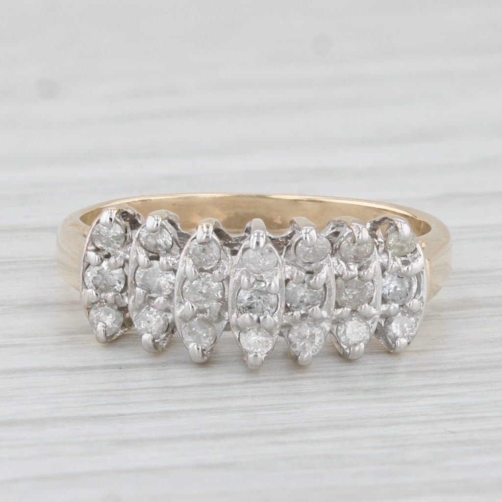 Light Gray 0.37ctw Diamond Tiered Pyramid Ring 10k Yellow Gold Size 7.25