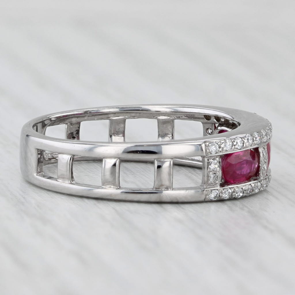 Light Gray 1.04ctw Ruby Diamond Ring 14k White Gold Size 8 Band Stackable