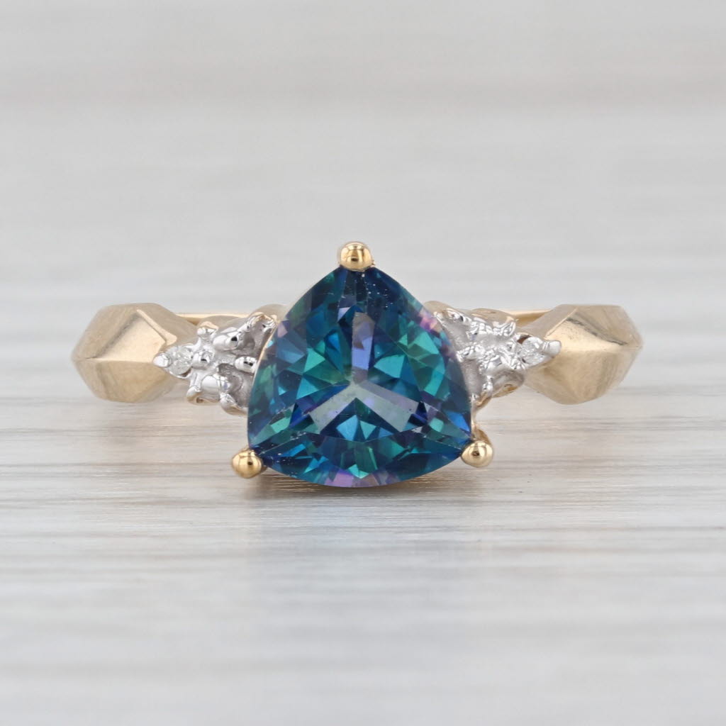 2.10ct Mystic Topaz Diamond Ring 10k Yellow Gold Size 7