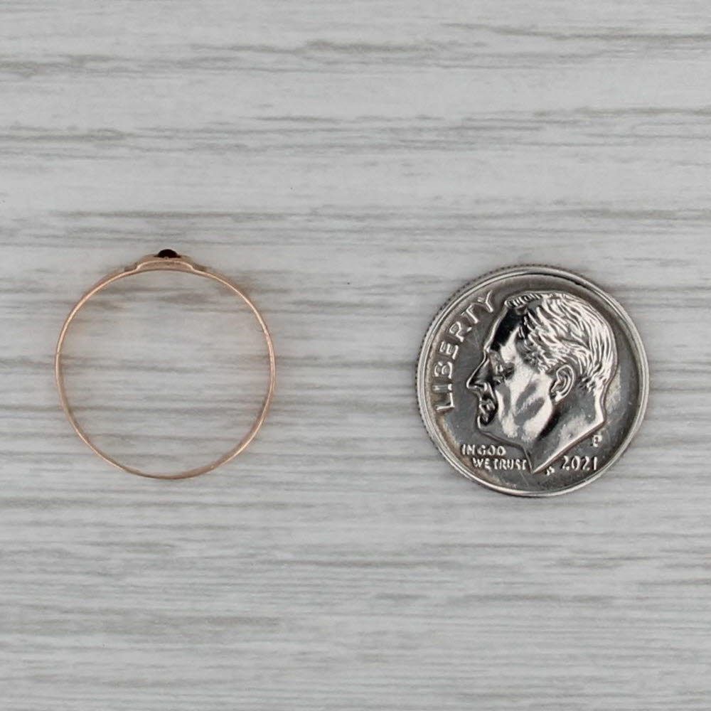 Antique Victorian Red Glass Ring 10k Rose Gold Band Size 5 Stackable