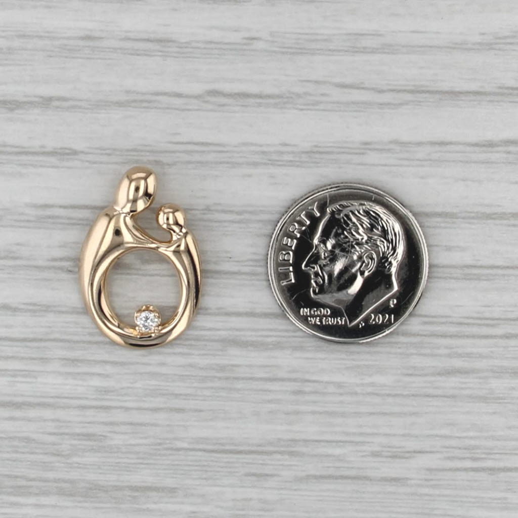 Kavnar Diamond Accented Mother & Child Pendant 14k Yellow Gold Gift Keepsake