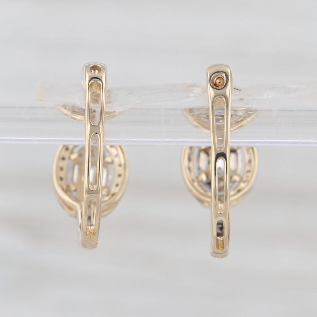 0.42ctw Diamond Hoop Earrings 14k Yellow Gold Hinged Snap Top Round Hoops