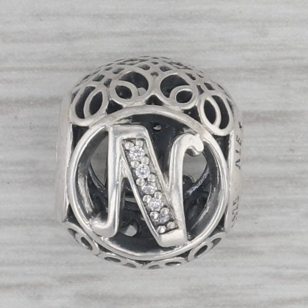 New Authentic Pandora Vintage N Charm 791858CZ Sterling Silver Letter "N"