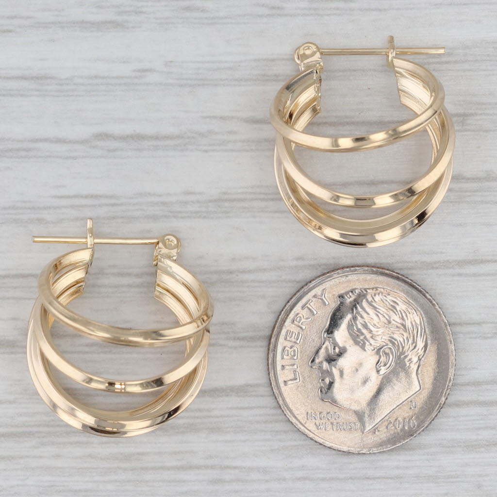Gray Multi-Hoop Hoop Earrings 14k Yellow Gold Snap Top Round Hoops
