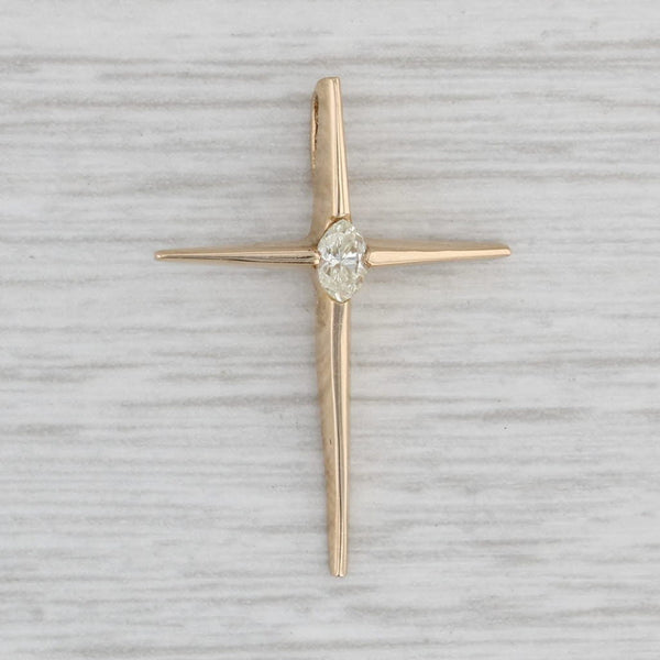 0.10ct Diamond Solitaire Cross Pendant 14k Yellow Gold