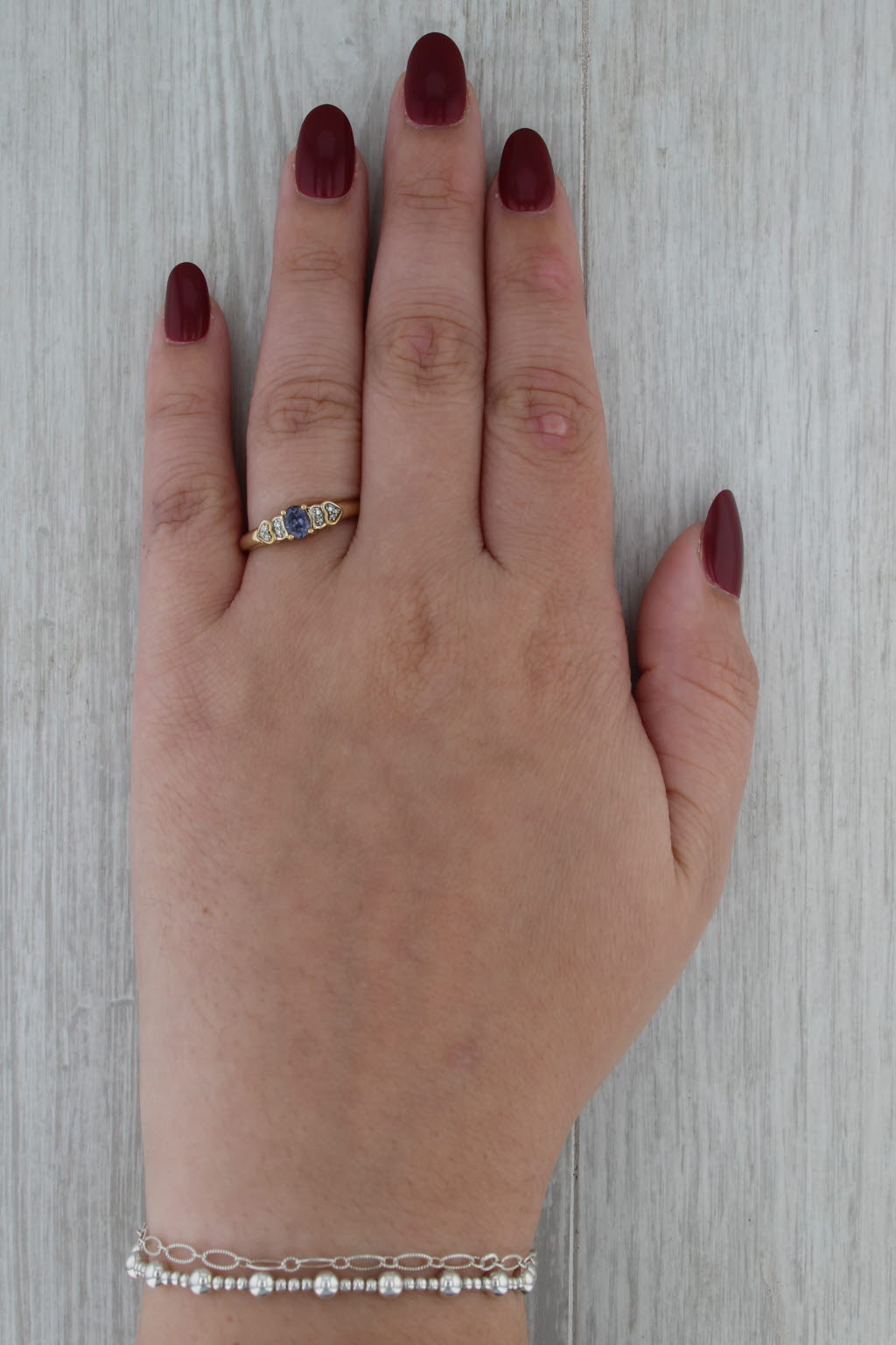 0.45ctw Color Change Garnet Diamond Ring 10k Yellow Gold Heart Accents