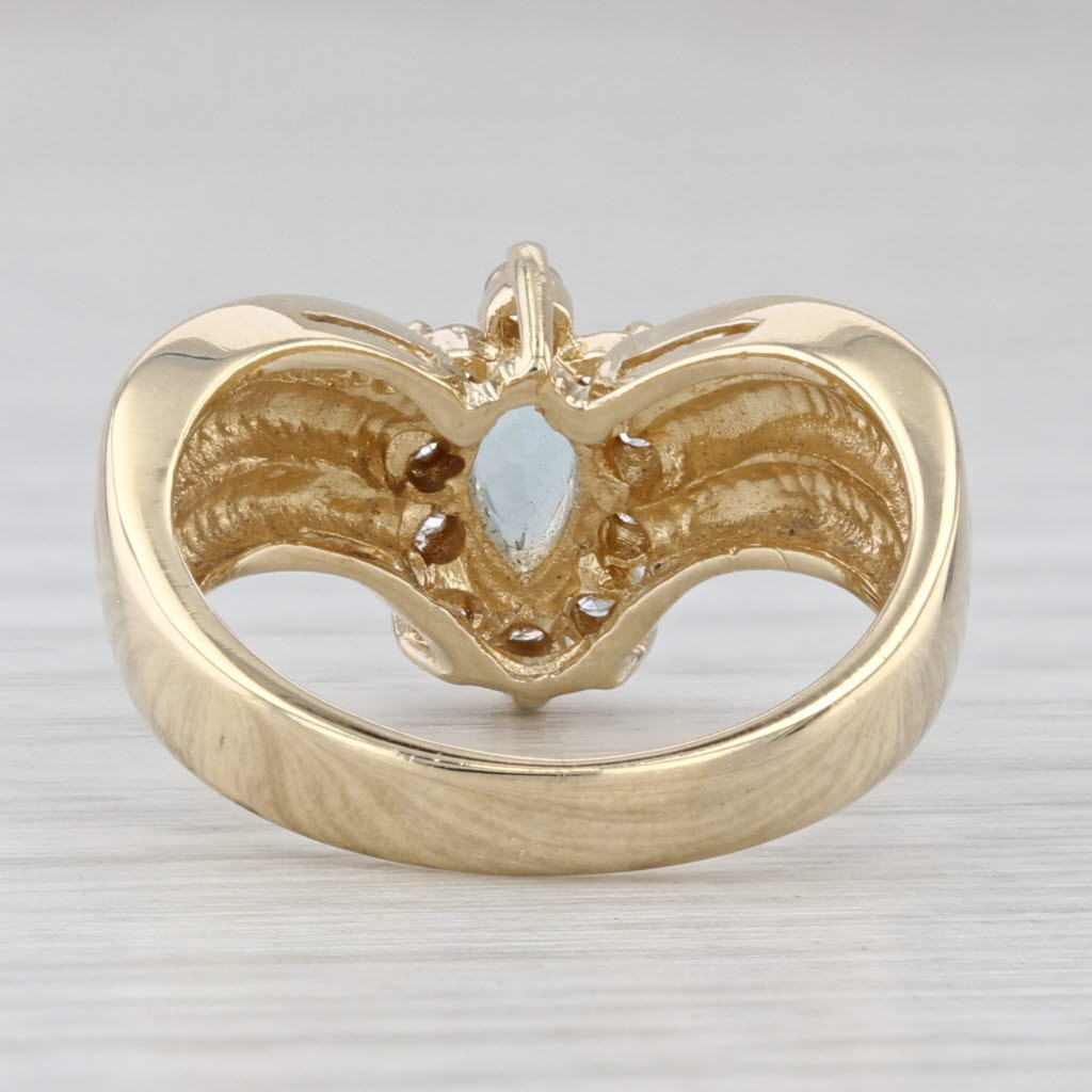Light Gray 0.45ctw Marquise Aquamarine Diamond Ring 14k Yellow Gold Size 5.5