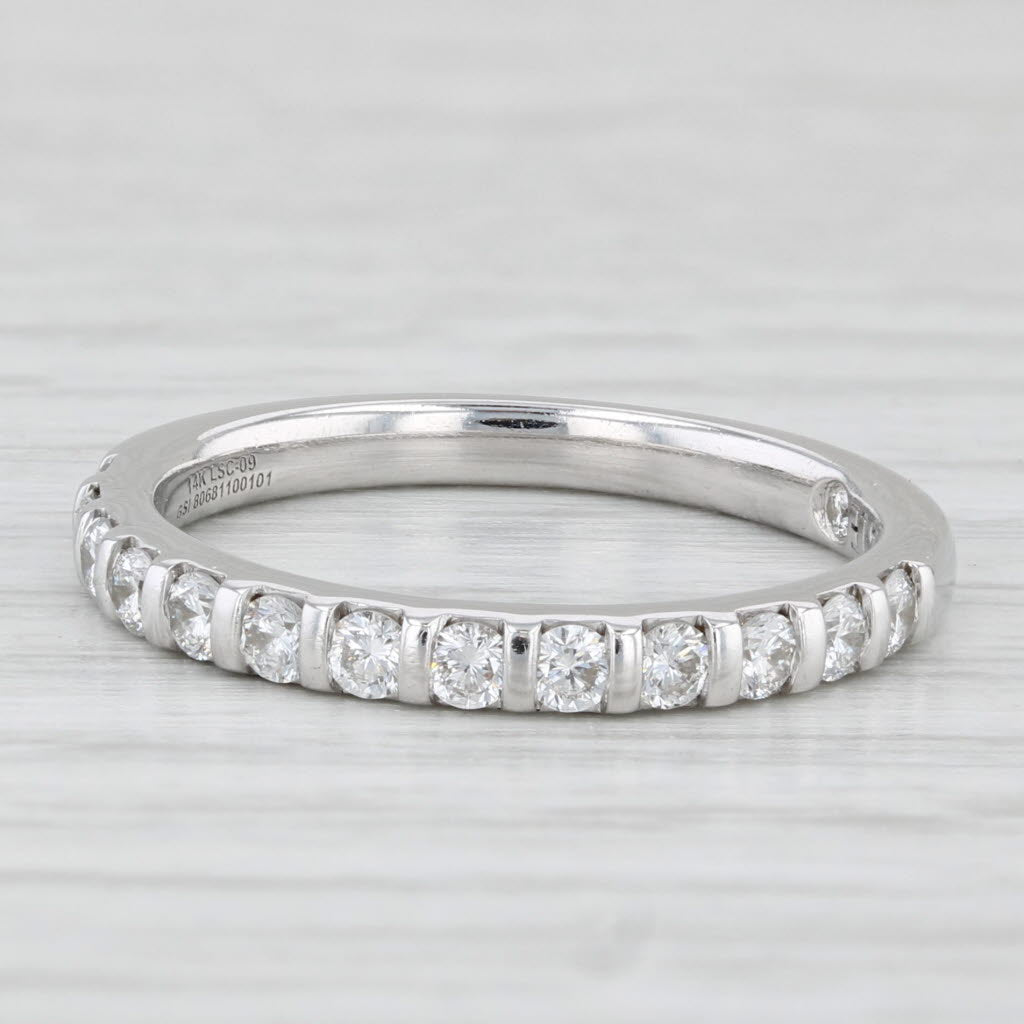 Light Gray The Leo 0.50ctw Diamond Wedding Band 14k White Gold Stackable Anniversary Ring