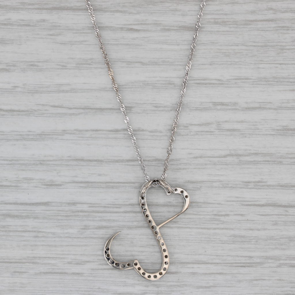 Gray 0.20ctw Diamond Jane Seymour Open Hearts Pendant Necklace 10k White Gold 18.5"
