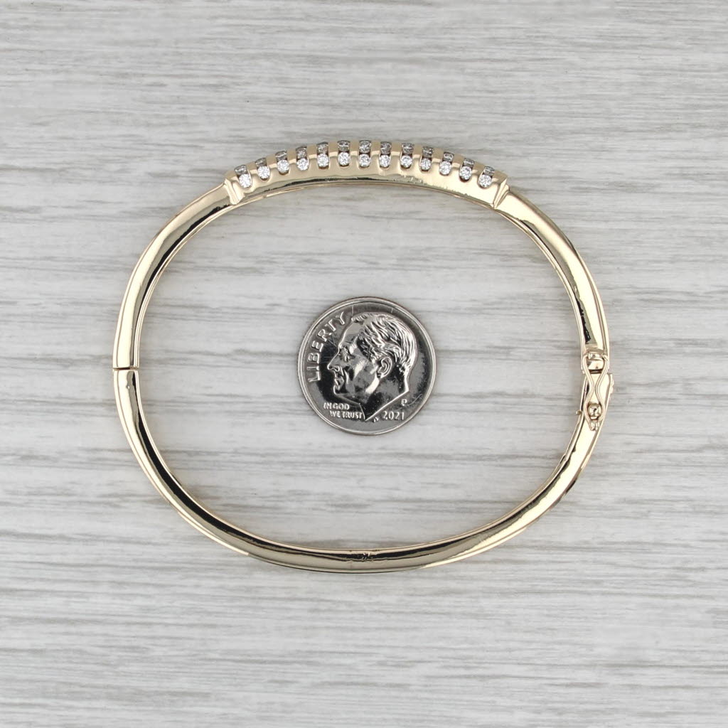 2.30ctw Diamond Bangle Bracelet 14k Yellow Gold Hinged Snap Clasp 6.75"