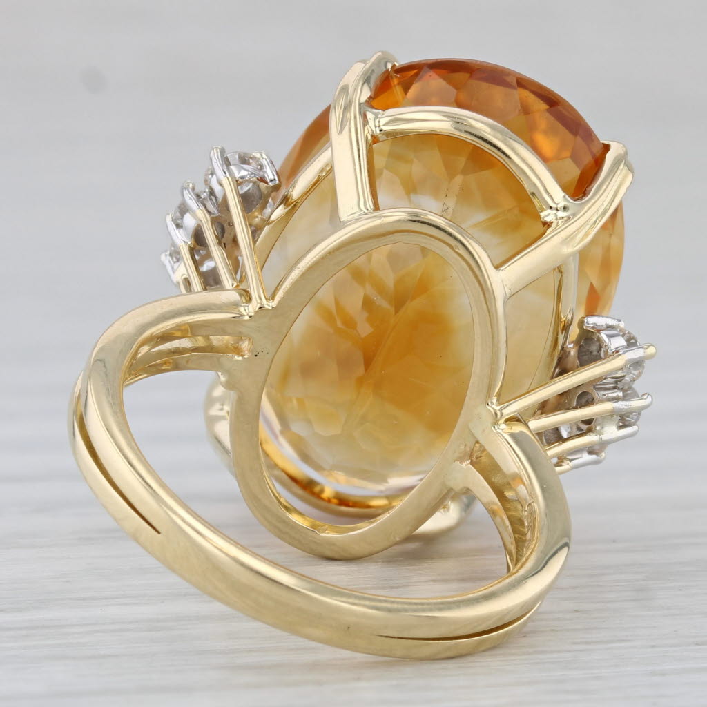 Gray 25.36ctw Oval Citrine Diamond Ring 18k Gold 950 Platinum Size 7.25 Cocktail