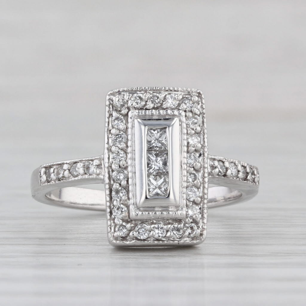 0.35ctw Diamond Halo Ring 14k White Gold Size 7