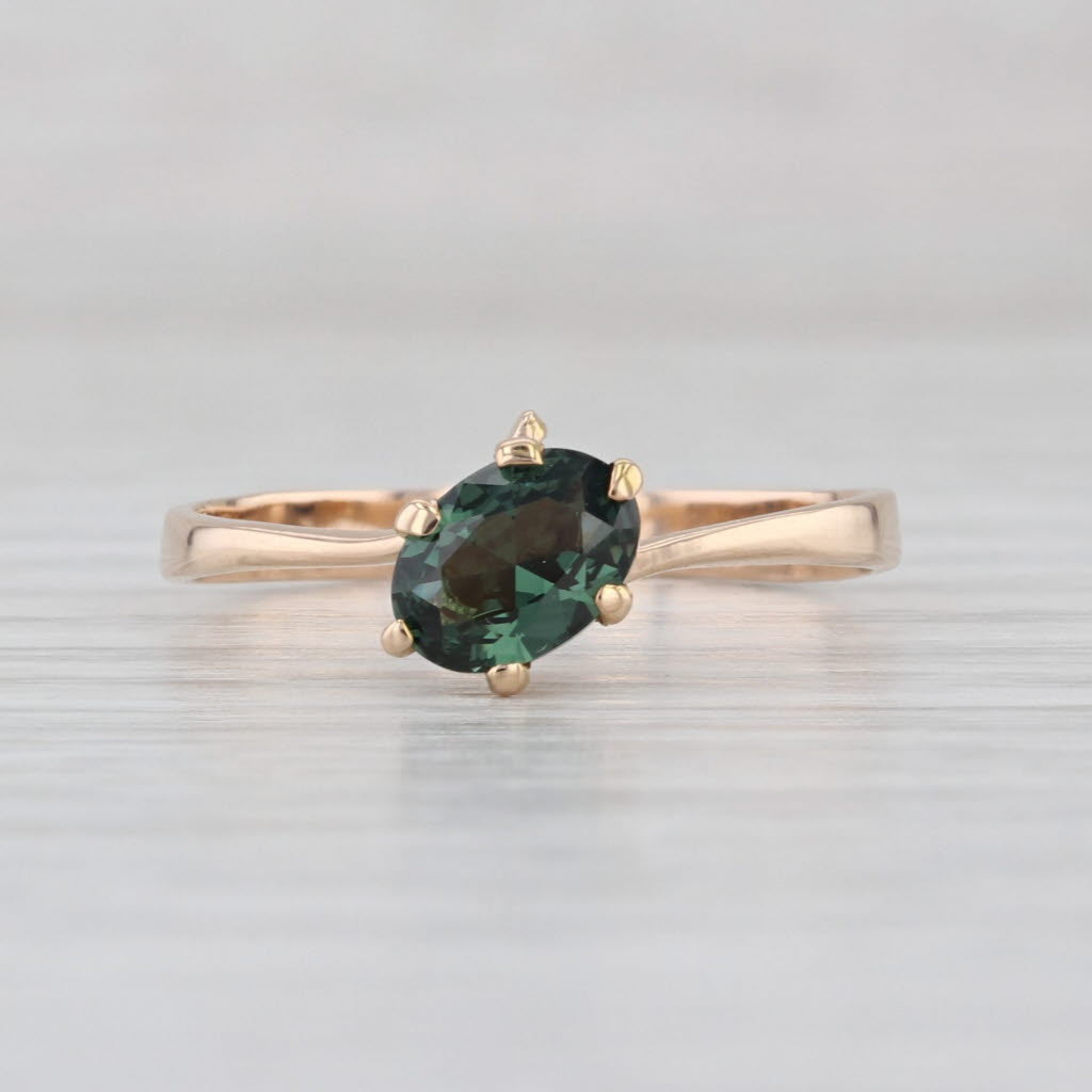 0.70ct Oval Green Spinel Solitaire Bypass Ring 10k Yellow Gold Size 8