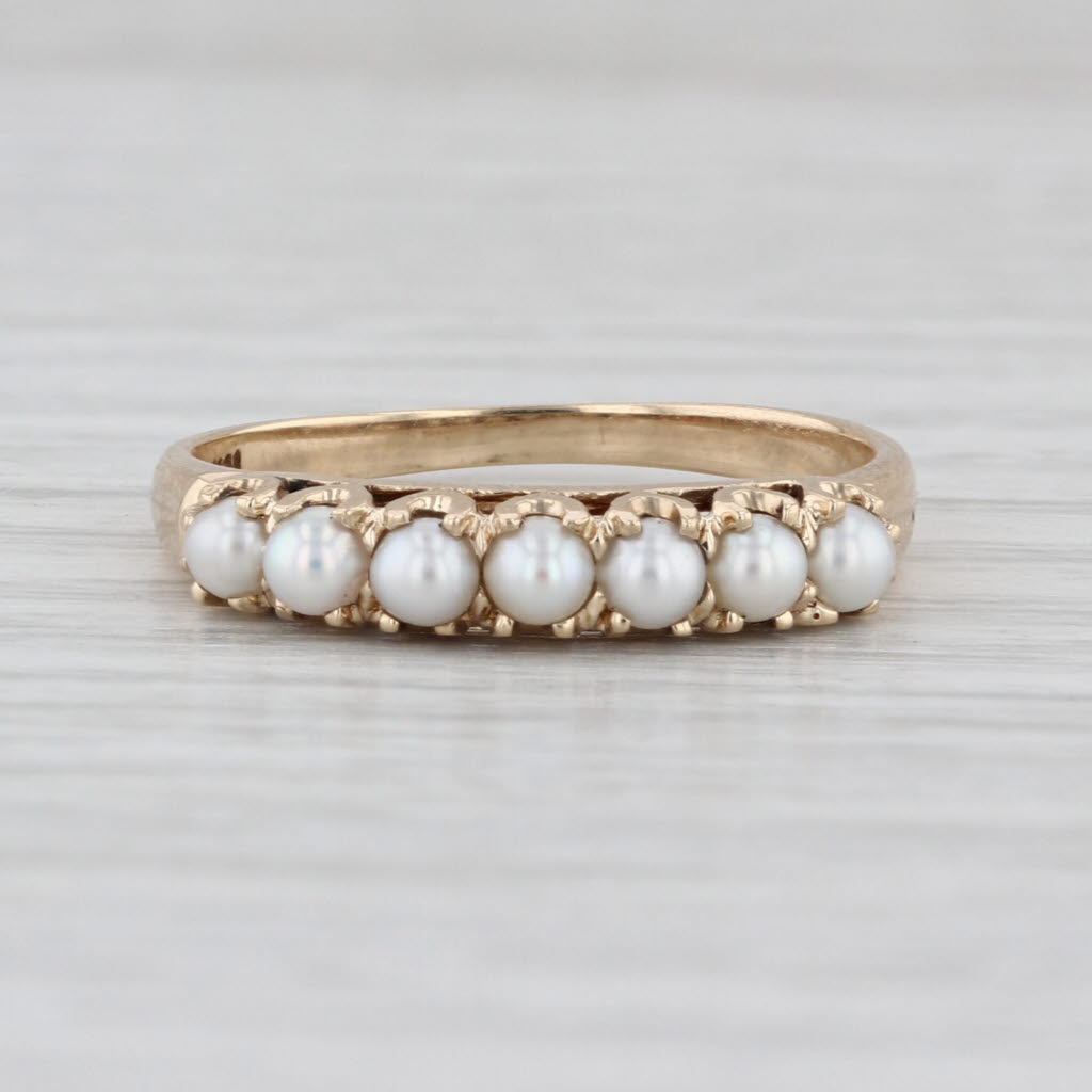 Vintage Cultured Pearl Ring 10k Gold Size 8.75 Stackable Bridal Anniversary