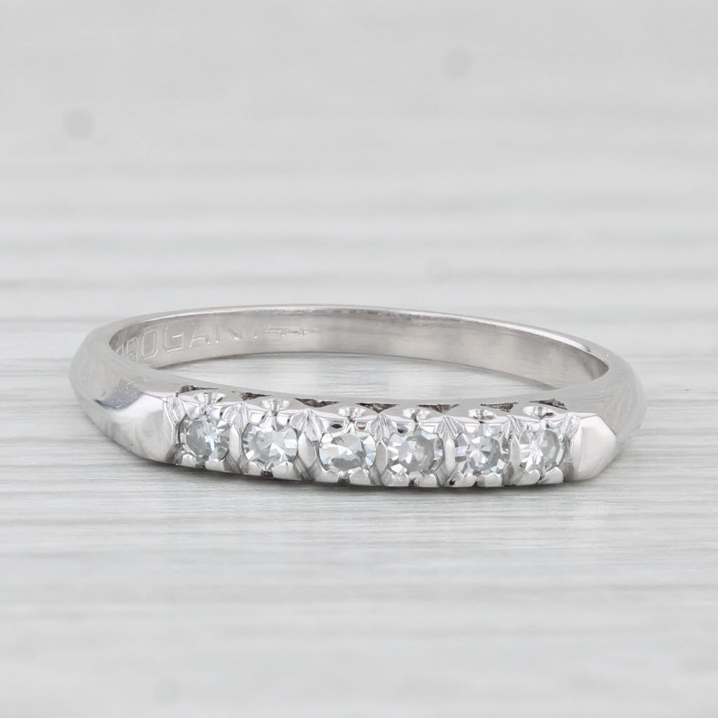 Light Gray Vintage 0.12ctw Diamond Wedding Band 14k Gold Sz 6.25 Stackable Anniversary Ring