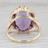 11.70ct Amethyst Oval Solitaire Ring 10k Yellow Gold Size 9.25 Cocktail