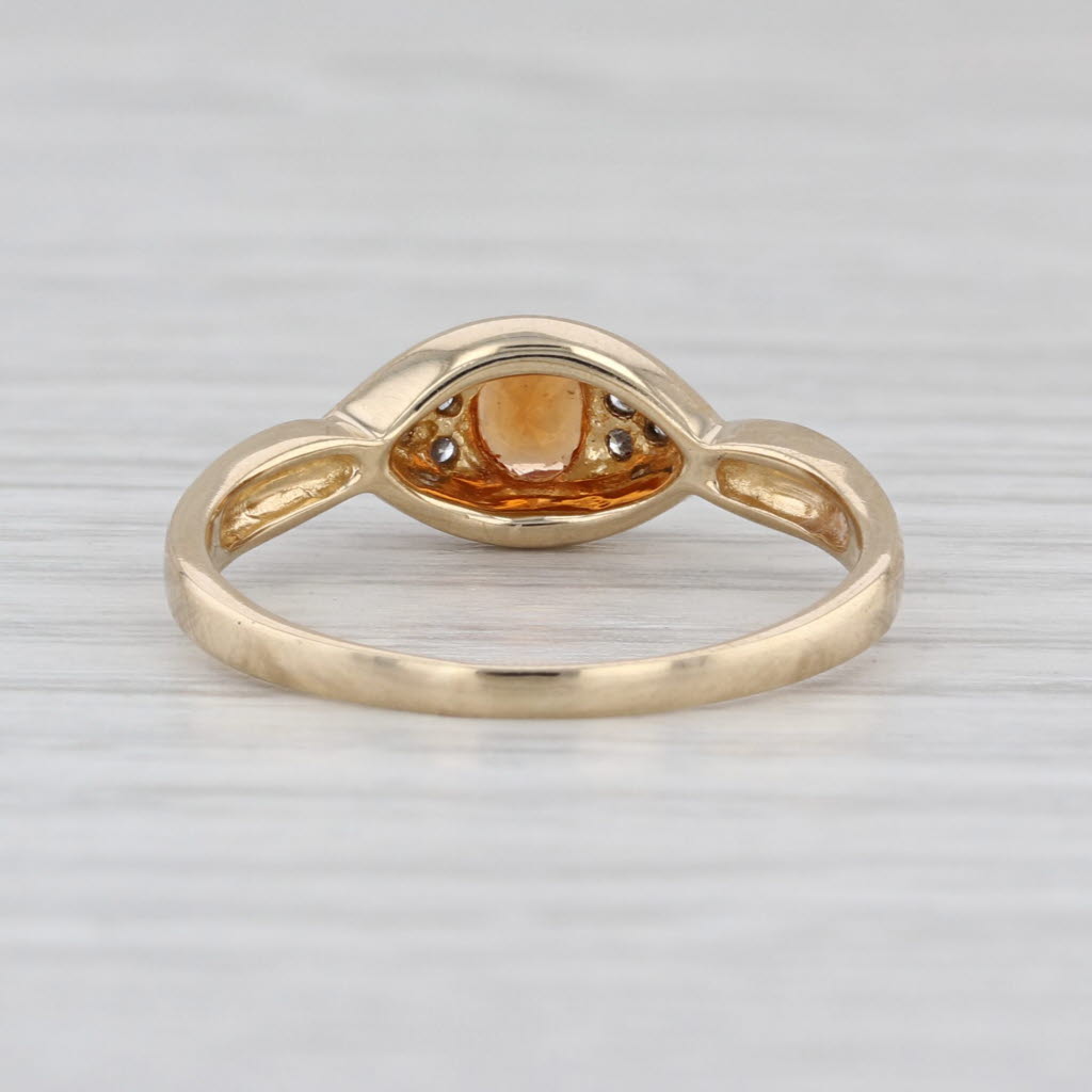 0.47ctw Oval Mandarin Orange Citrine Diamond Ring 14k Yellow Gold Size 8