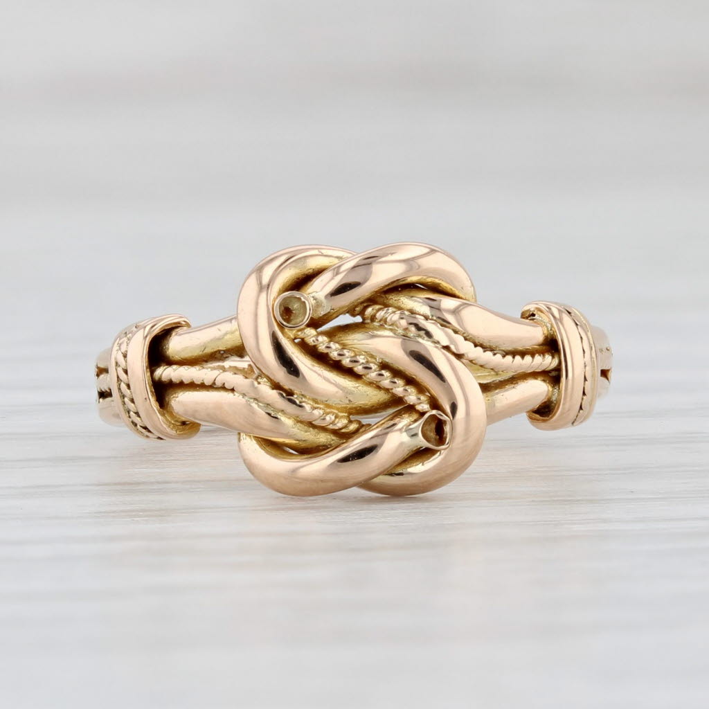 Light Gray Antique Love Knot Ring 18k Yellow Gold Size 5.25