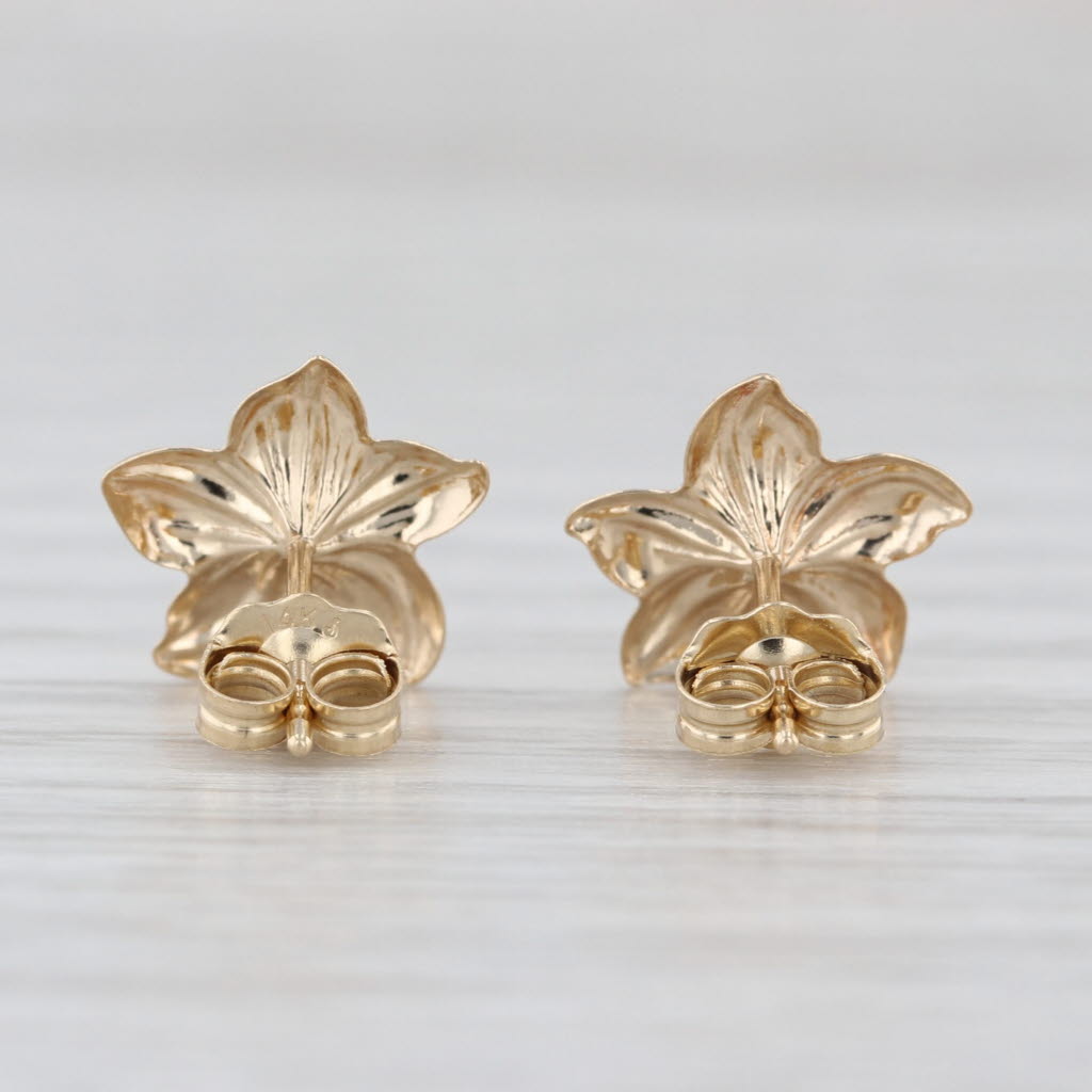 Flower Stud Earrings 14k Yellow Gold Floral Studs