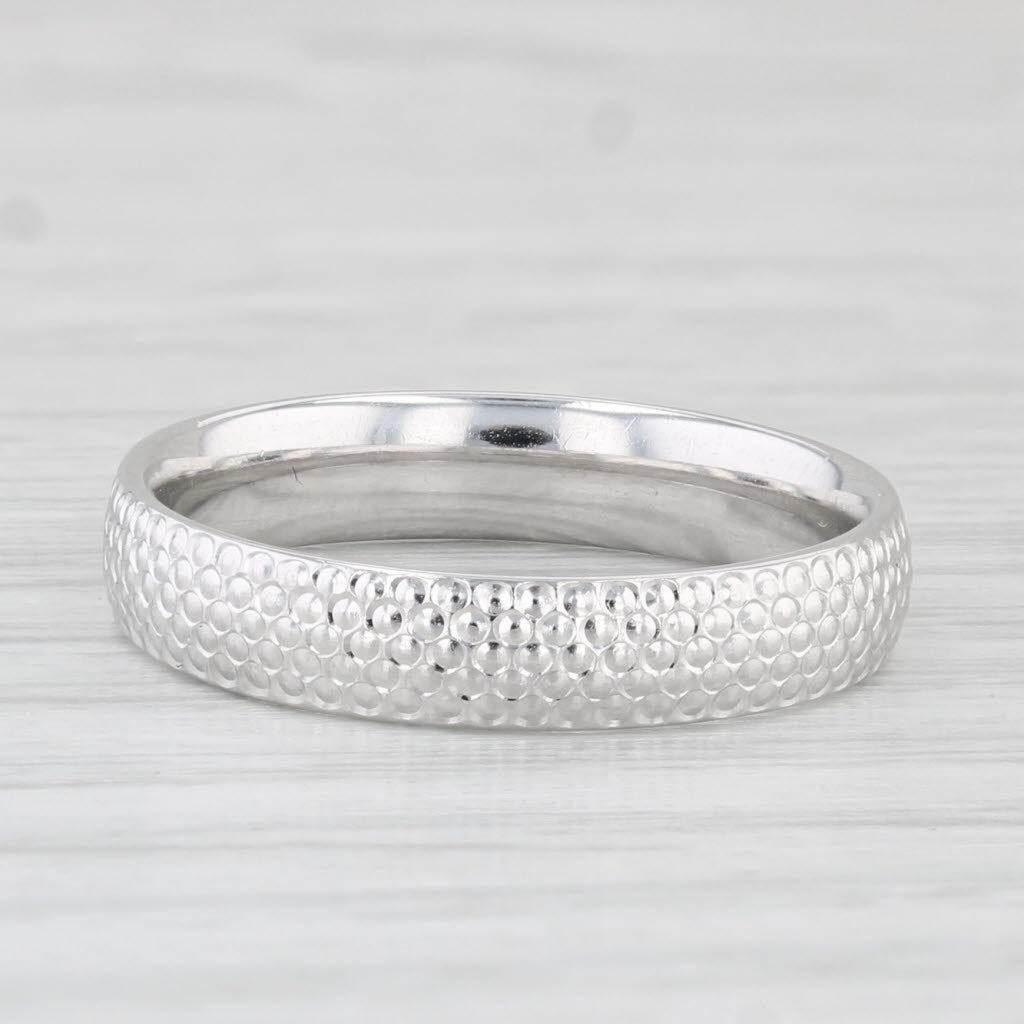 Light Gray Textured Band Ring 14k White Gold Size 7 Stackable Wedding