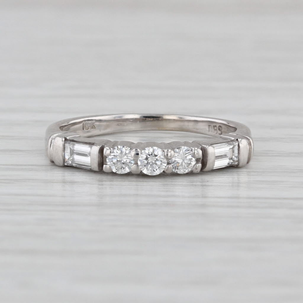 0.40ctw Diamond Wedding Band 18k White Gold Size 5 Stakable Anniversary Ring