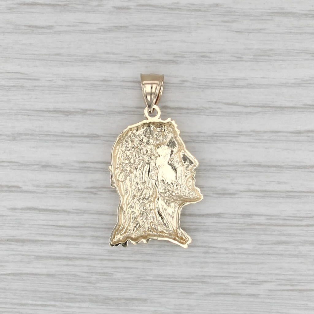 Bust of Jesus Pendant 10k Yellow Gold Figural Religious Statement