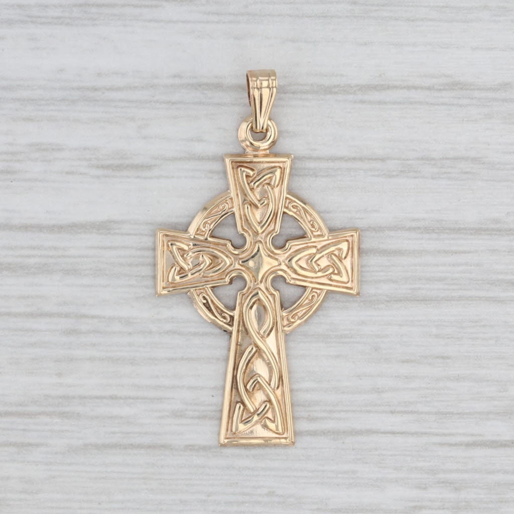 Celtic Knot Cross Pendant 9k 10k Yellow Gold Made in Ireland