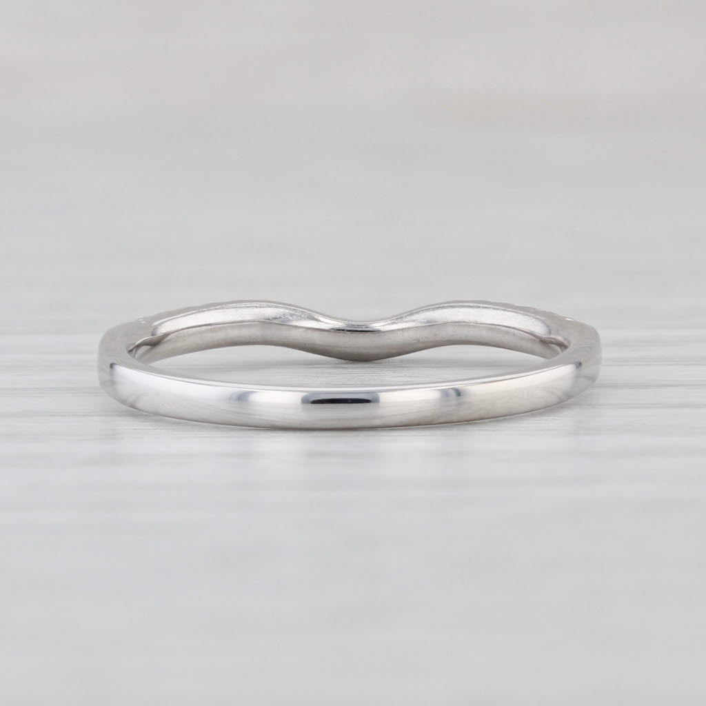 0.11ctw Diamond Contoured Wedding Ring 14k White Gold Stackable Size 7