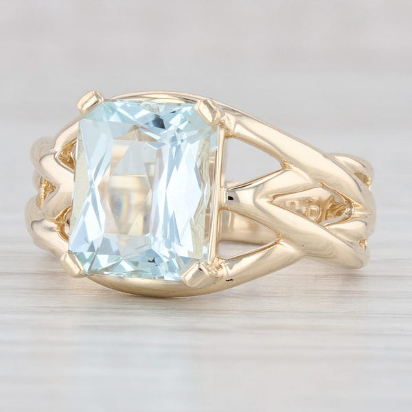 Light Gray 4.56ct Aquamarine Solitaire Ring 14k Yellow Gold Size 8.25