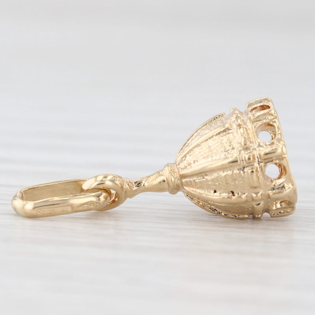 Light Gray Dome Souvenir Charm 18k Yellow Gold Pendant European