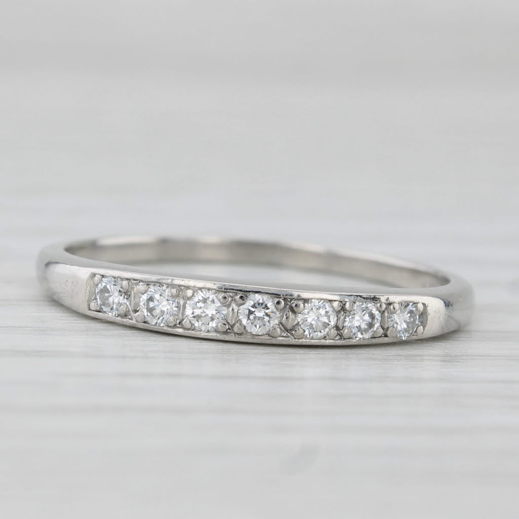 Light Gray 0.20ctw Diamond Wedding Ring Platinum Size 8 Stackable Band