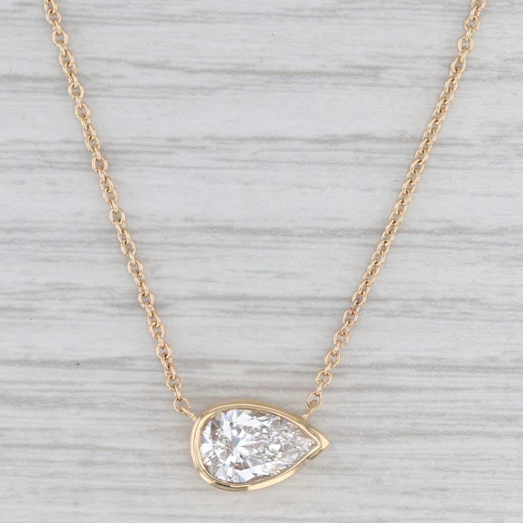 New 1.51ct Pear Lab Grown Diamond Pendant Necklace 14k Gold 16" 18" E VS1 IGI