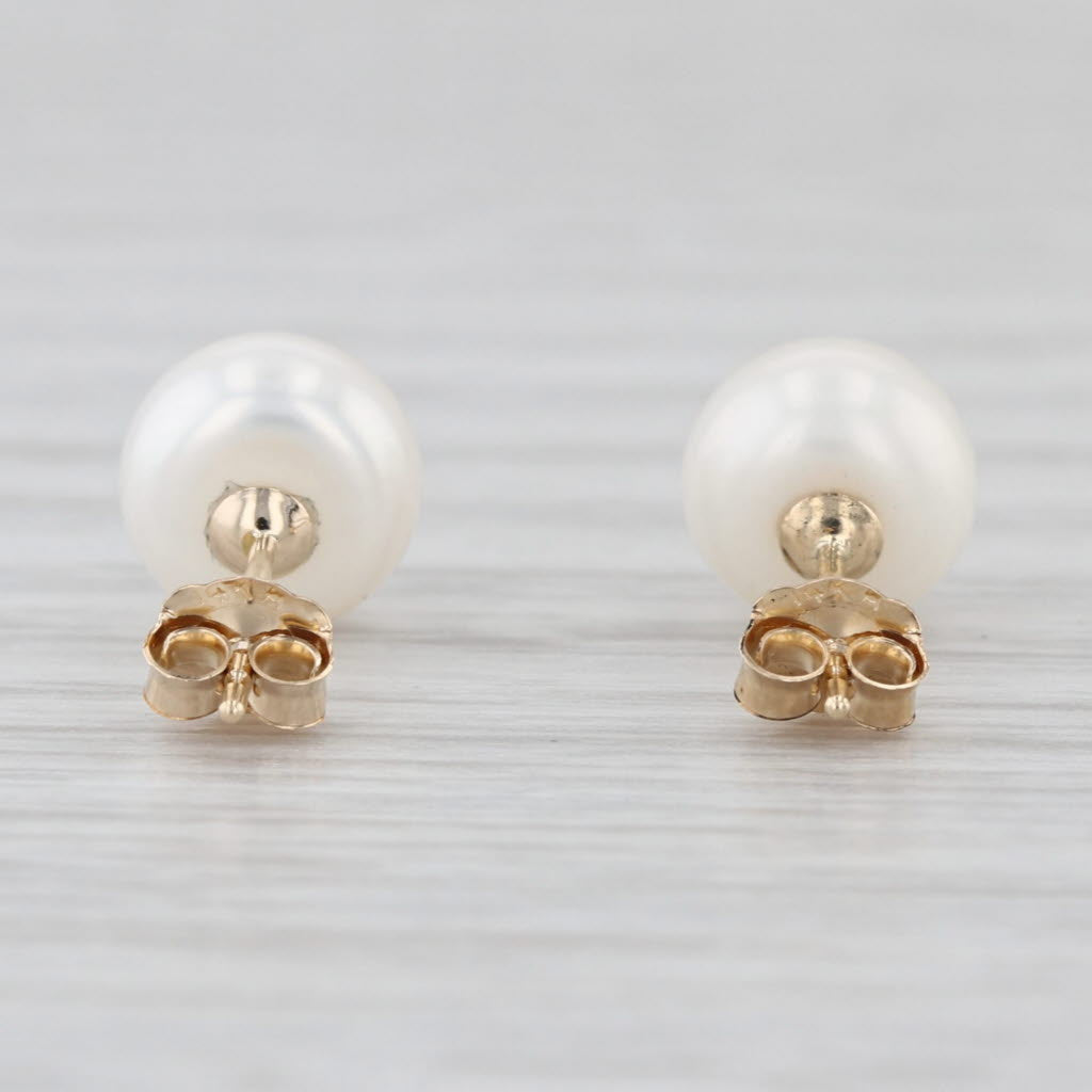Cultured Pearl Stud Earrings 14k Yellow Gold Bead Studs