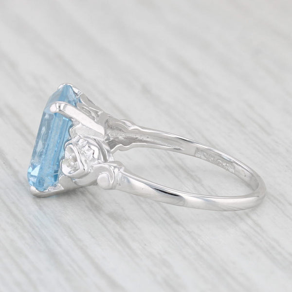 Lab Created Blue Spinel Diamond Ring 10k White Gold Size 6