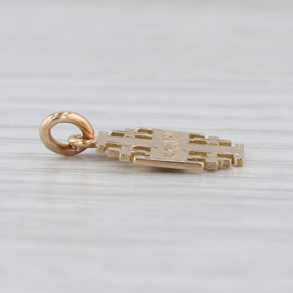 Cross of Jerusalem Pendant 18k Yellow Gold Charm Egyptian Hallmarks