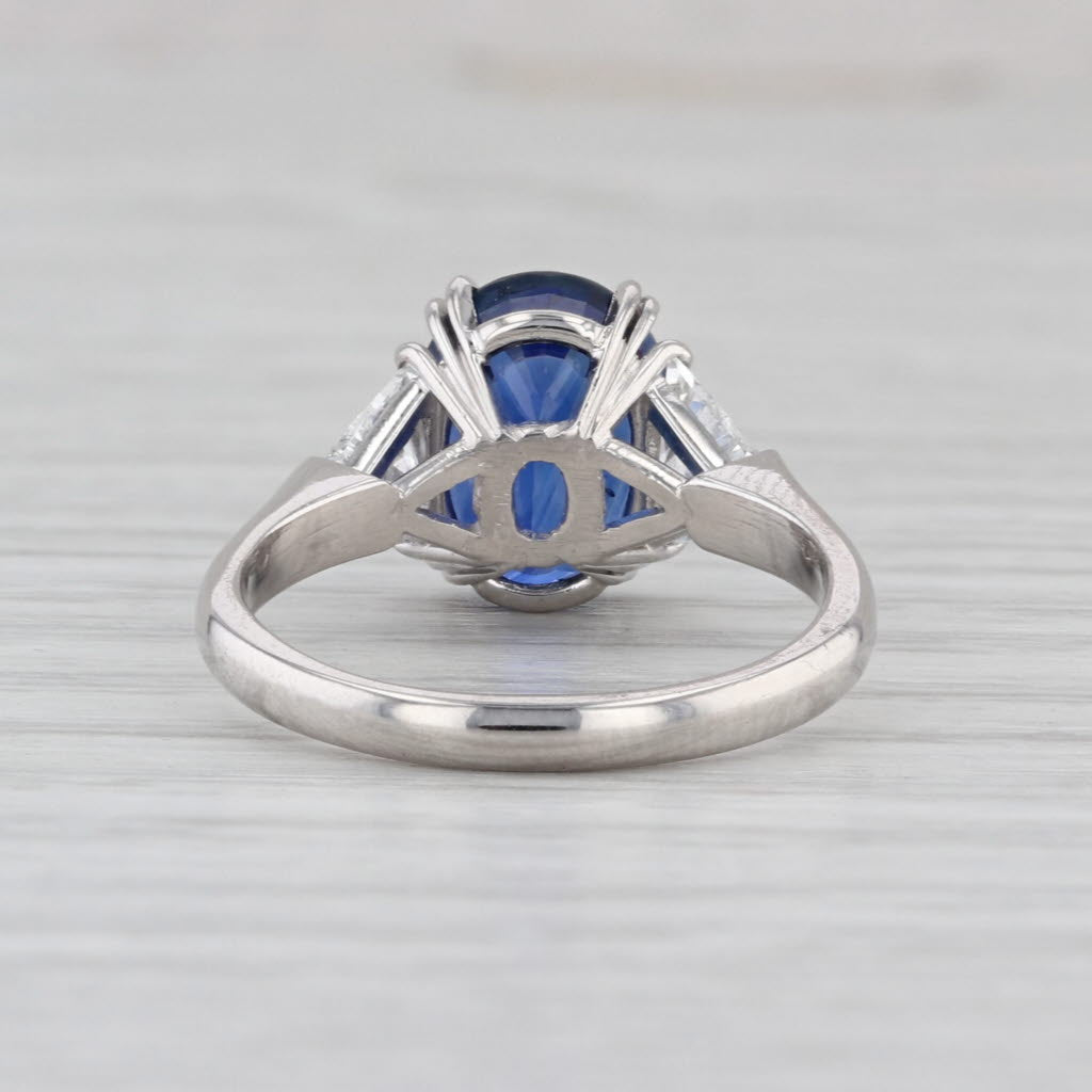 GIA 5.36ctw Oval Blue Sapphire Diamond Ring 950 Platinum Size 6.5 Engagement