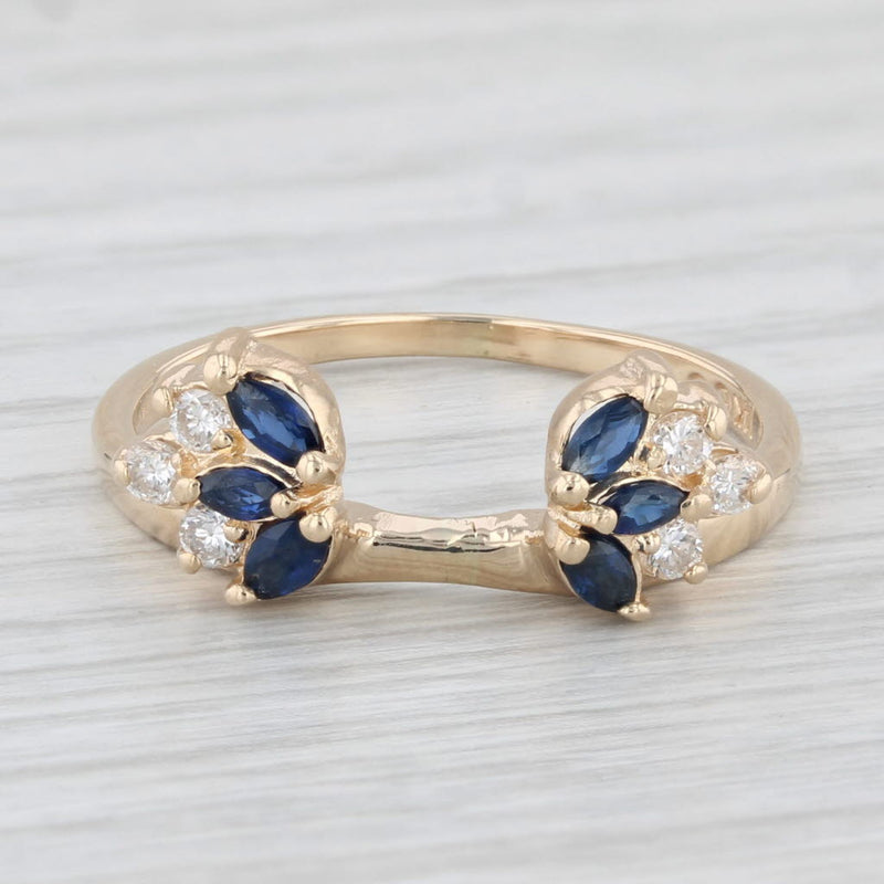 0.51ctw Blue Sapphire Diamond Ring Guard Jacket 14k Gold Wedding Bridal Sz 8.25