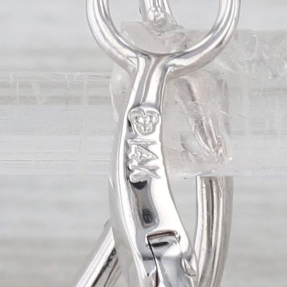 New 1.42ctw Black White Diamond Oval Hoop Earrings 14k White Gold Drops