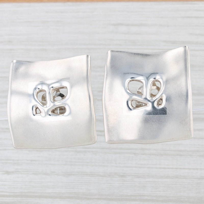 Light Gray Bat Ami Flower Statement Earrings Sterling Silver Israel Clip On Non Pierced