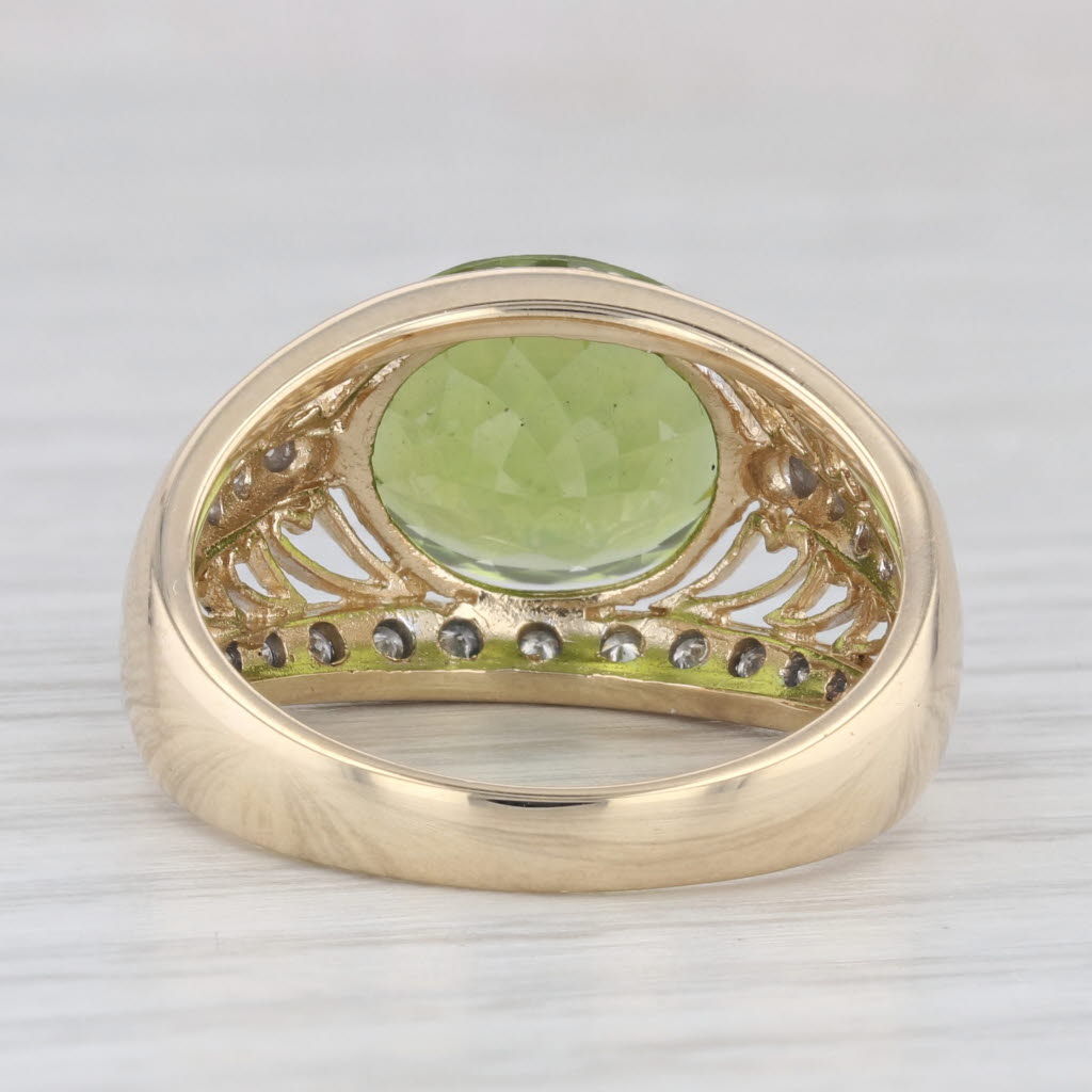 Light Gray 6.09ctw Peridot Diamond Ring 14k Yellow Gold Size 9 Heart Accents Cocktail